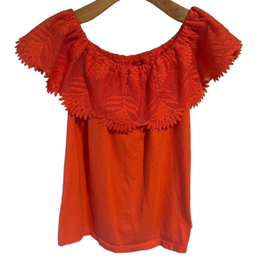 A New Day Coral Orange Off The Shoulder Top Extra Small